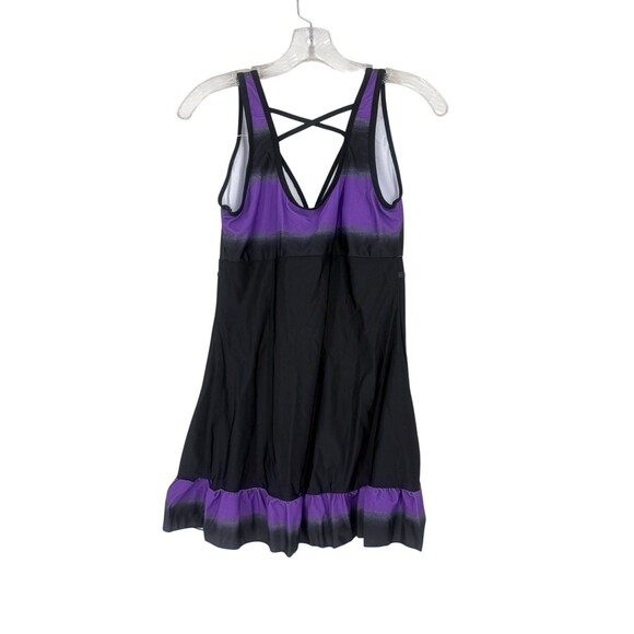NWT Rosegal Purple & Black Crisscross Swimdress/Top Only Beachcore  Size 14 - Picture 4 of 7